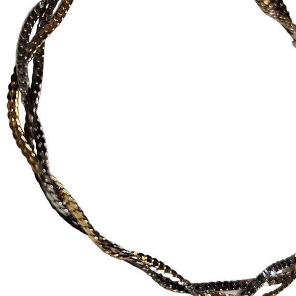Elegant Twisted Chain Bracelet Two Tone Gold Silver Minimalist Fashion Jewelry - Picture 2 of 4